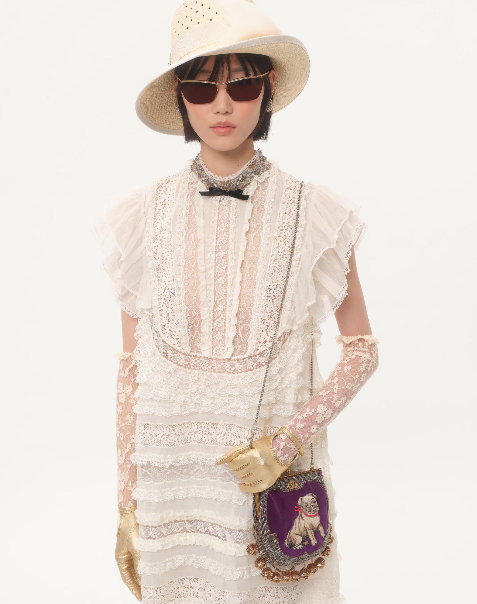 Short Dress In Embroidered Light Linen Product Image