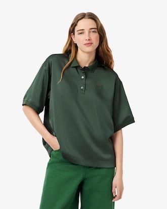 Oversized Silky Fluid Polo Shirt Product Image