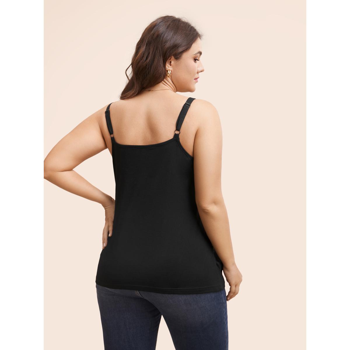 Plus Size Deep V Neck Twist Gathered Cami Top Women Black Elegant Twist Deep V-neck Everyday Tank Tops Camis BloomChic 30/6X Product Image