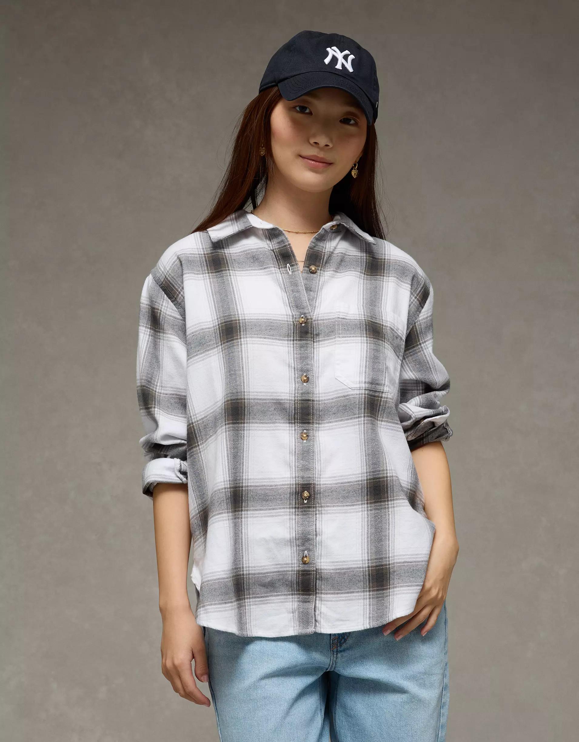 AE Oversized Flannel Shirt Product Image
