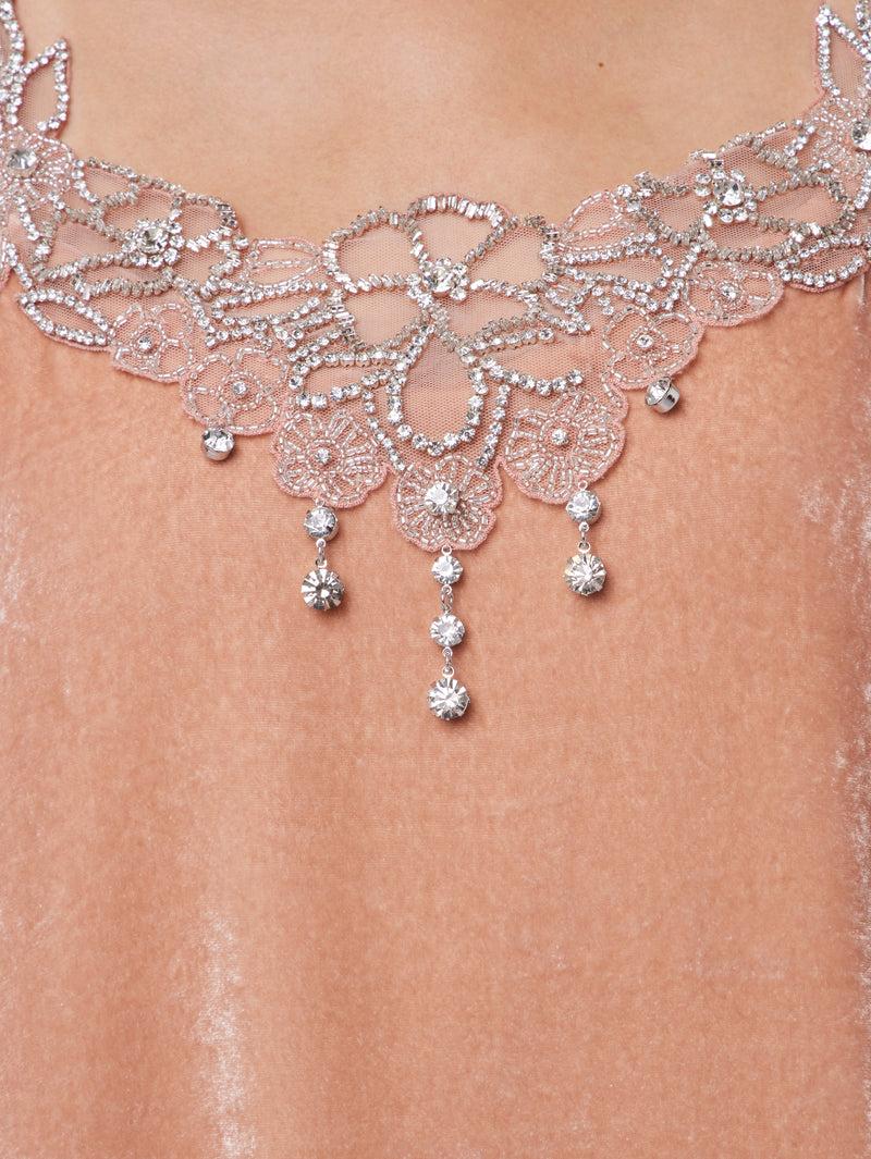 LIGHT PINK SHORT DRESS IN VELVET Product Image