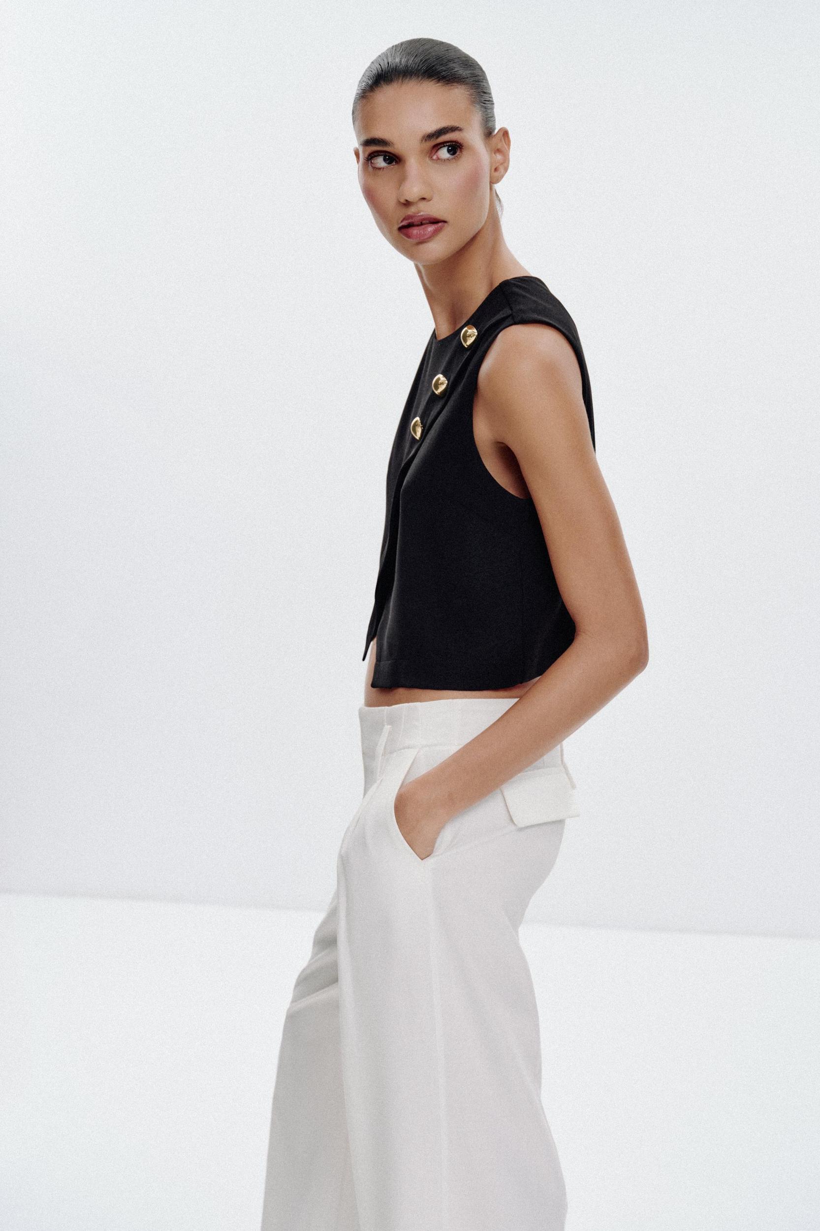 GOLD BUTTON WRAP TOP Product Image