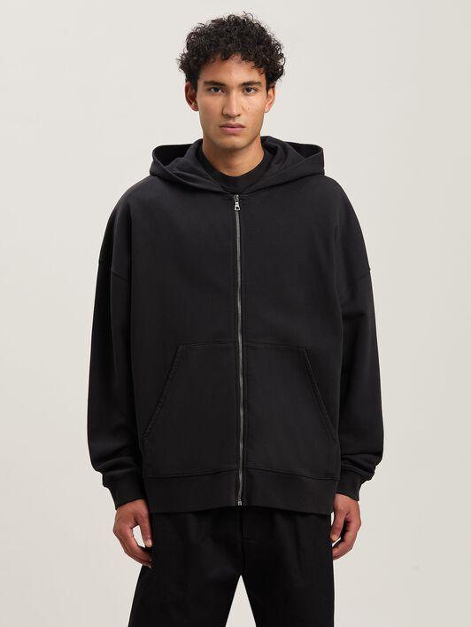 Curved Logo zippered Hoodie Product Image