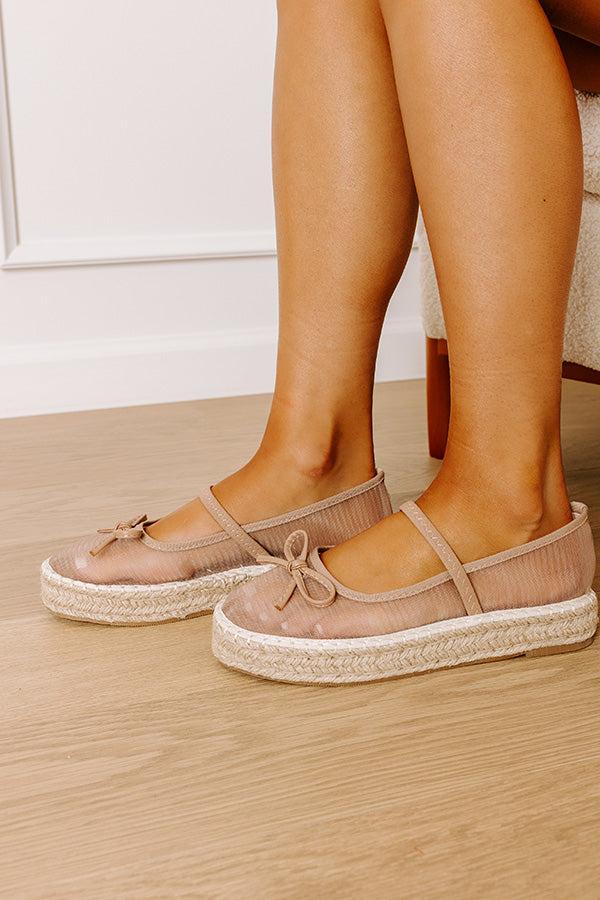 The Olivia Mesh Espadrille Flats in Taupe Product Image