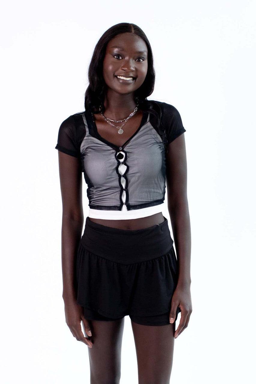 Button Down Mesh Top Product Image