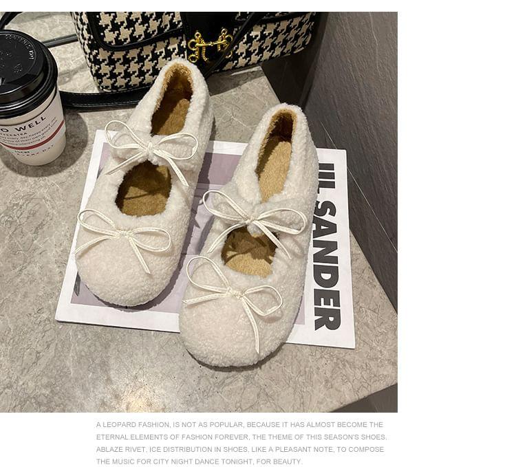 Bow Fleece Mary Jane Shoes Product Image
