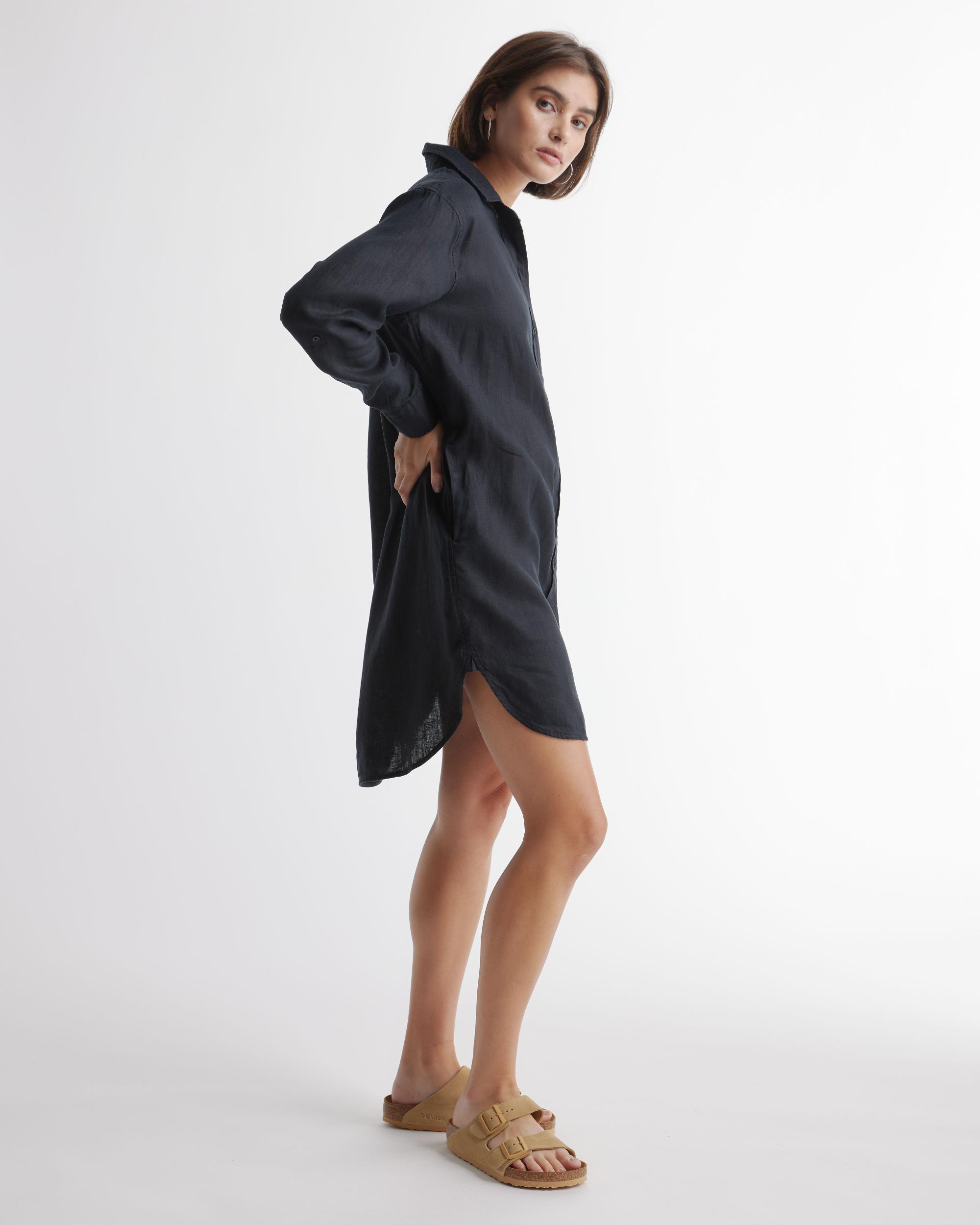 Quince | Women's 100% European Linen Shirt Dress Organic Linen Product Image