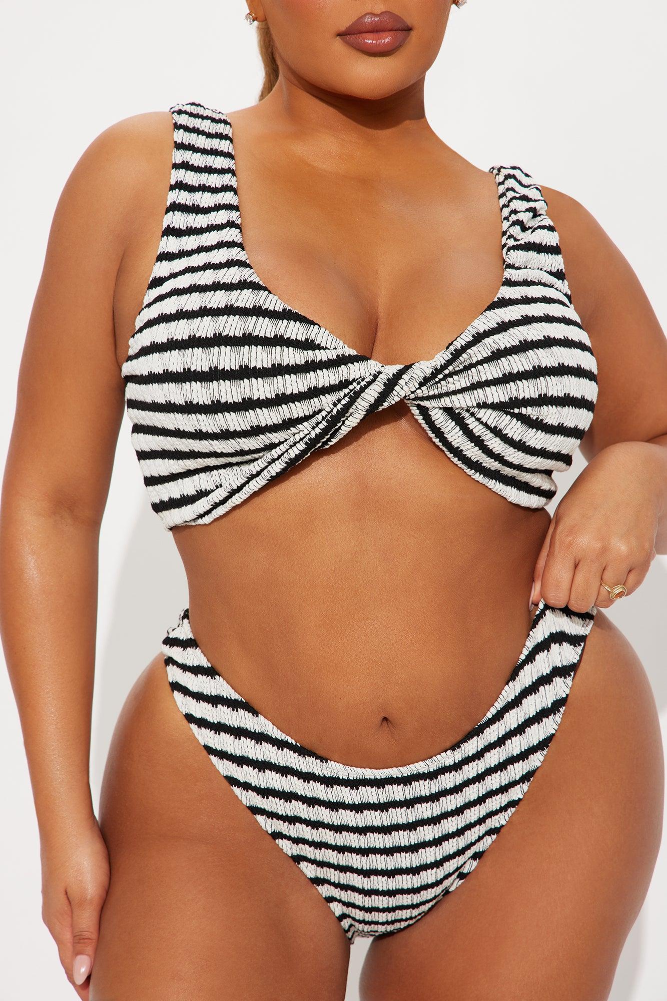 Amber Twist Textured Stripe 2 Piece Bikini - Black/White Female Product Image
