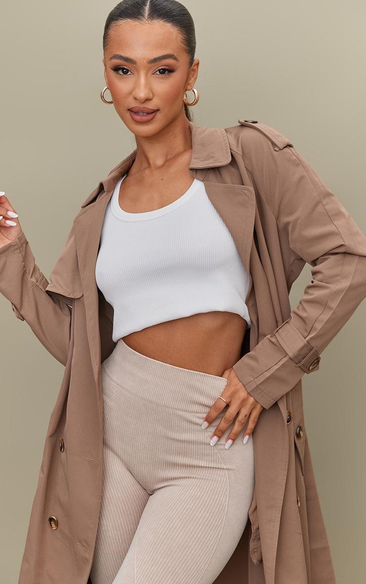 Petite Taupe Oversized Trench Coat Product Image