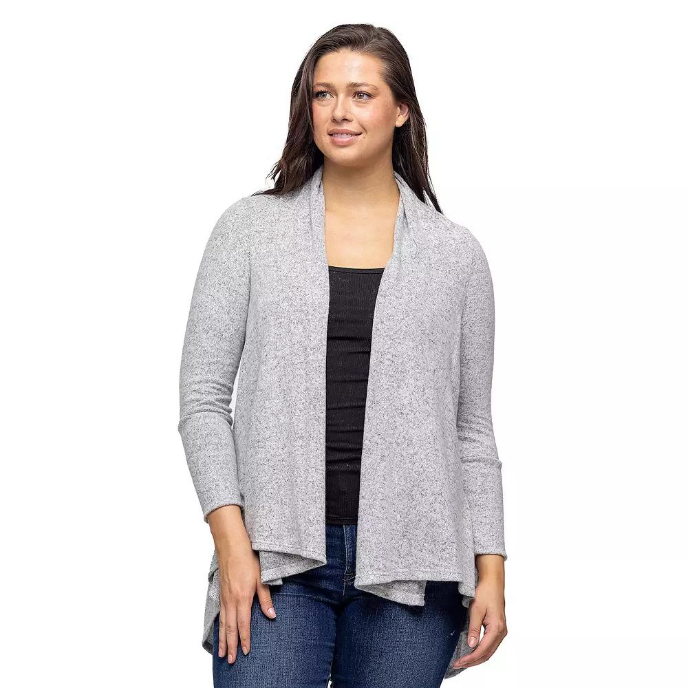 Women's 24Seven Comfort Apparel Open Front High Low Cozy Cardigan,  Product Image