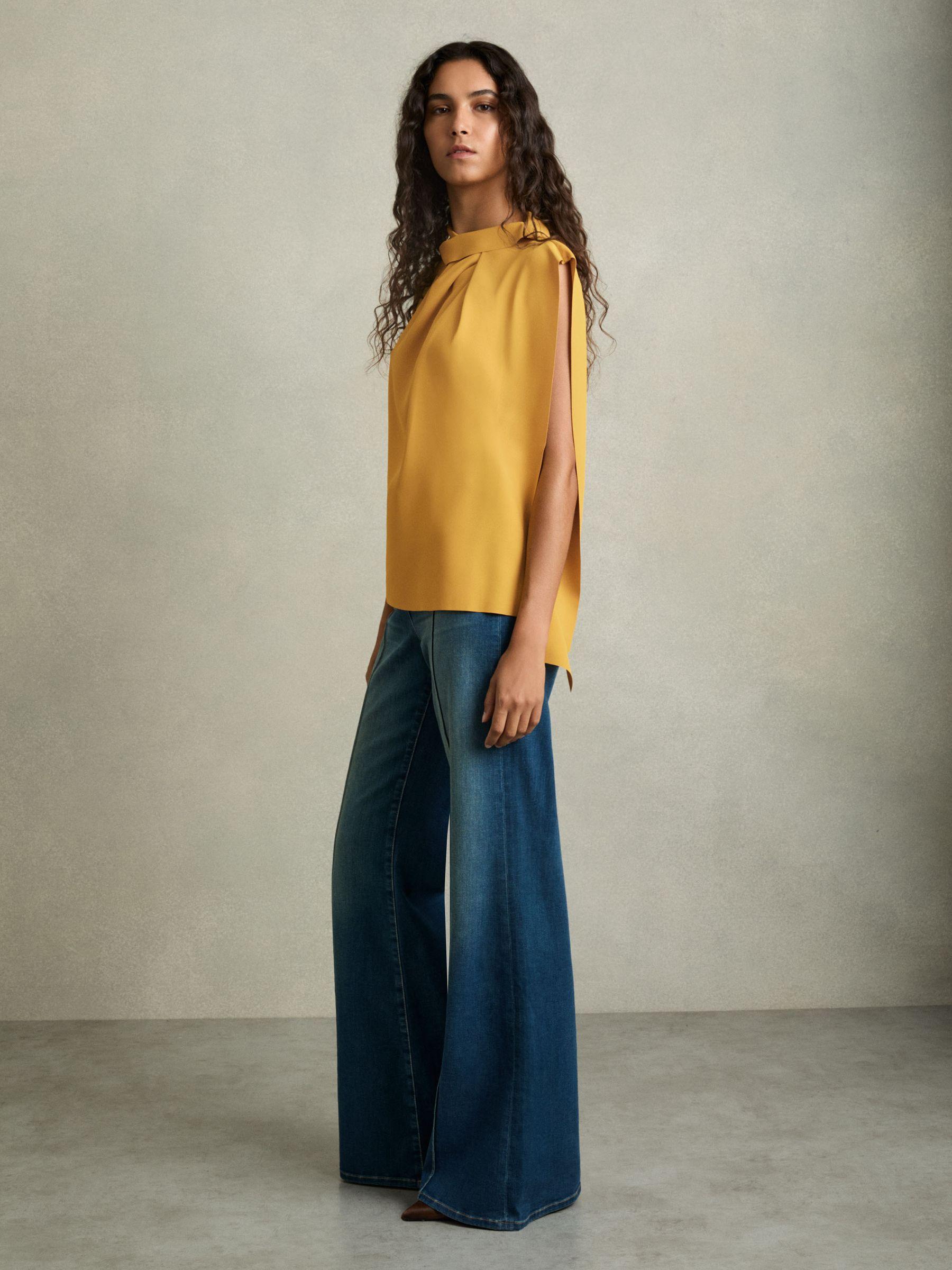 Drape-Neck Shell Top in Yellow Product Image