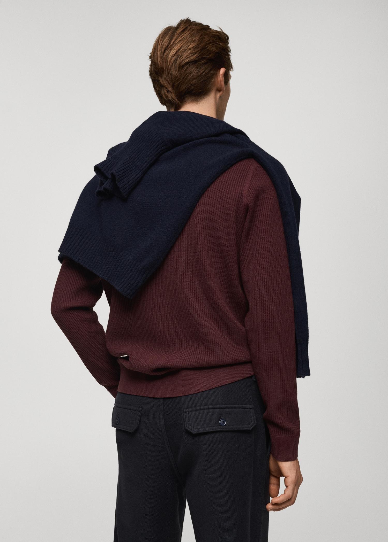 Fine rib-knit cotton sweater - Men | MANGO USA Product Image