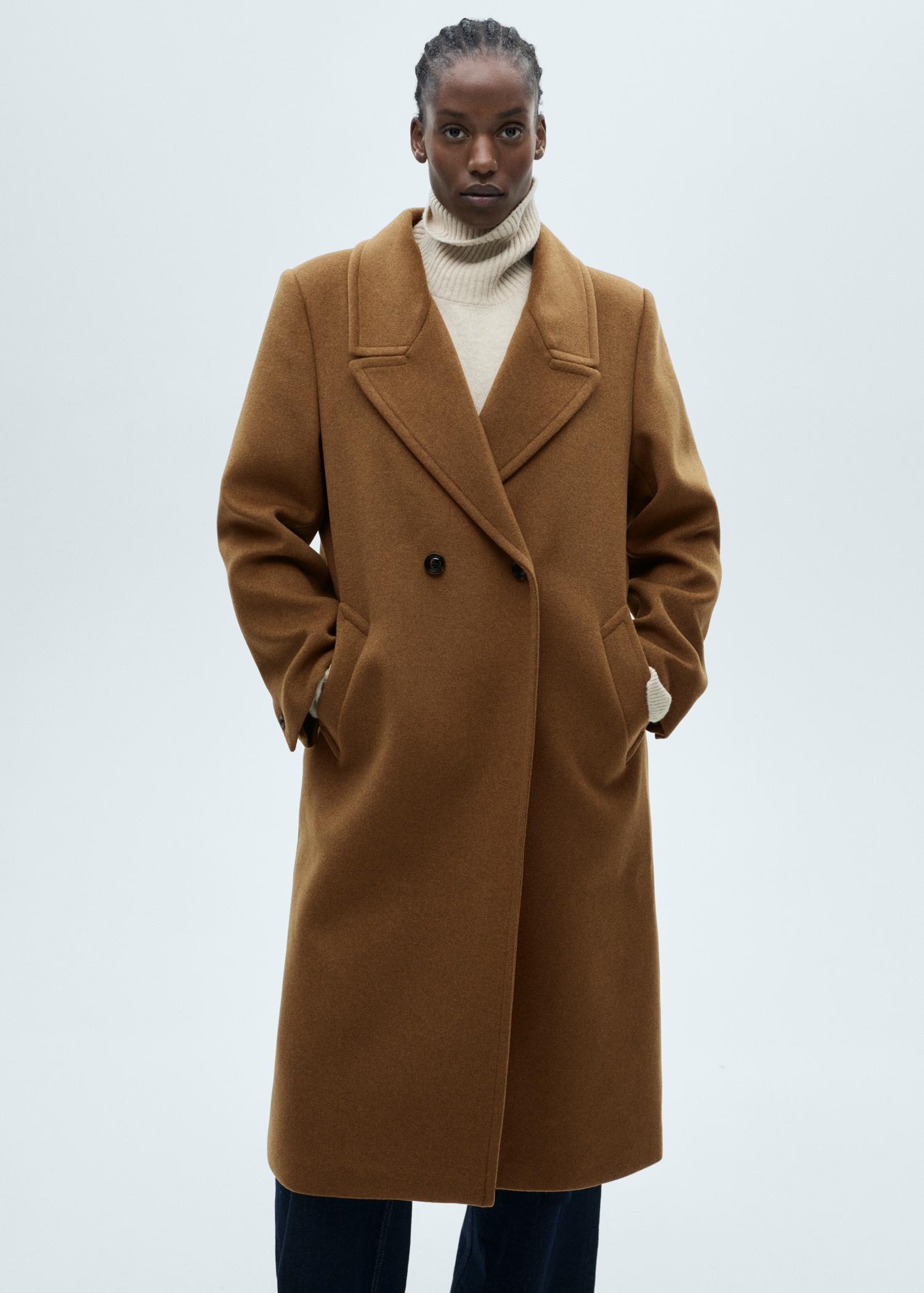 Double-breasted wool coat - Women | MANGO USA Product Image
