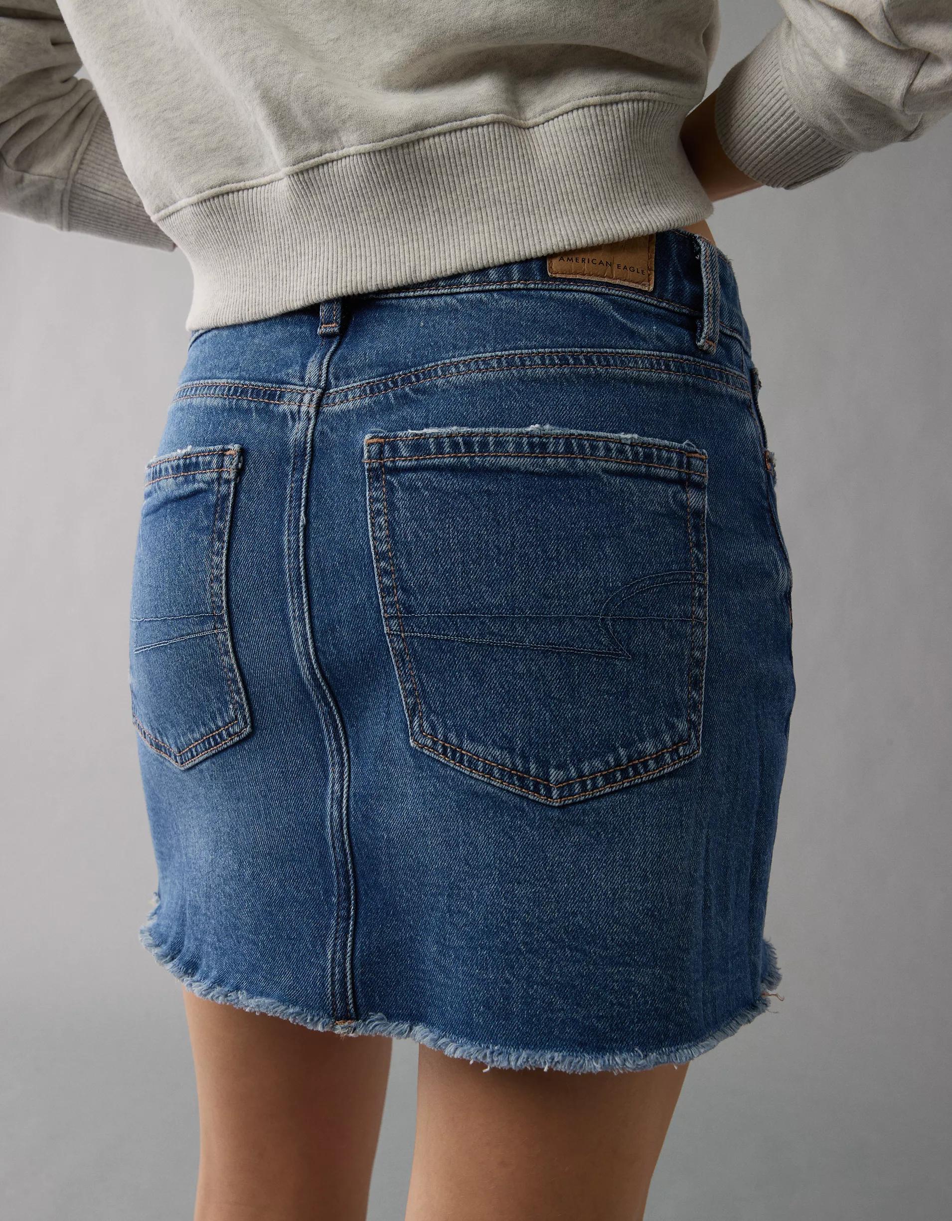 AE Stretch High-Waisted Perfect Denim Mini Skirt Product Image