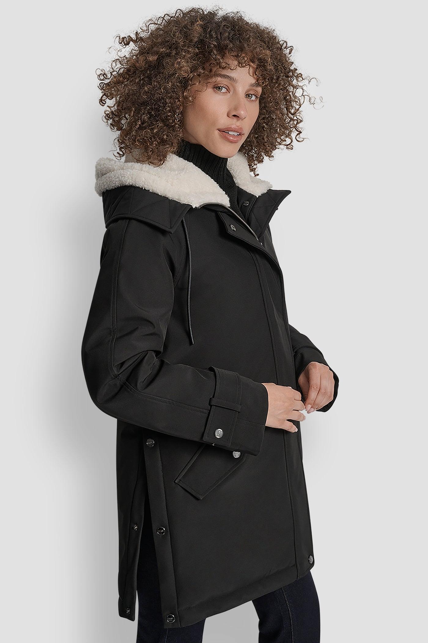 MID LENGTH FLEXTECH COAT WITH FUR HOOD Product Image