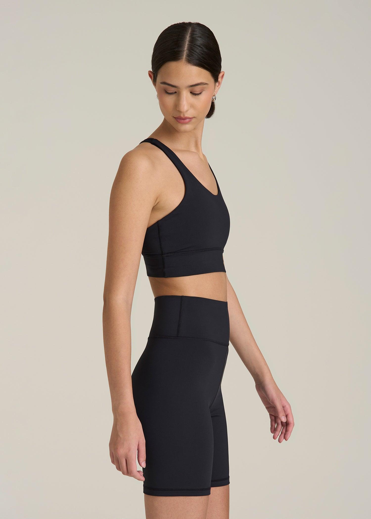 Women's Balance Crisscross Sports Bra for Tall Women in Black Female Product Image