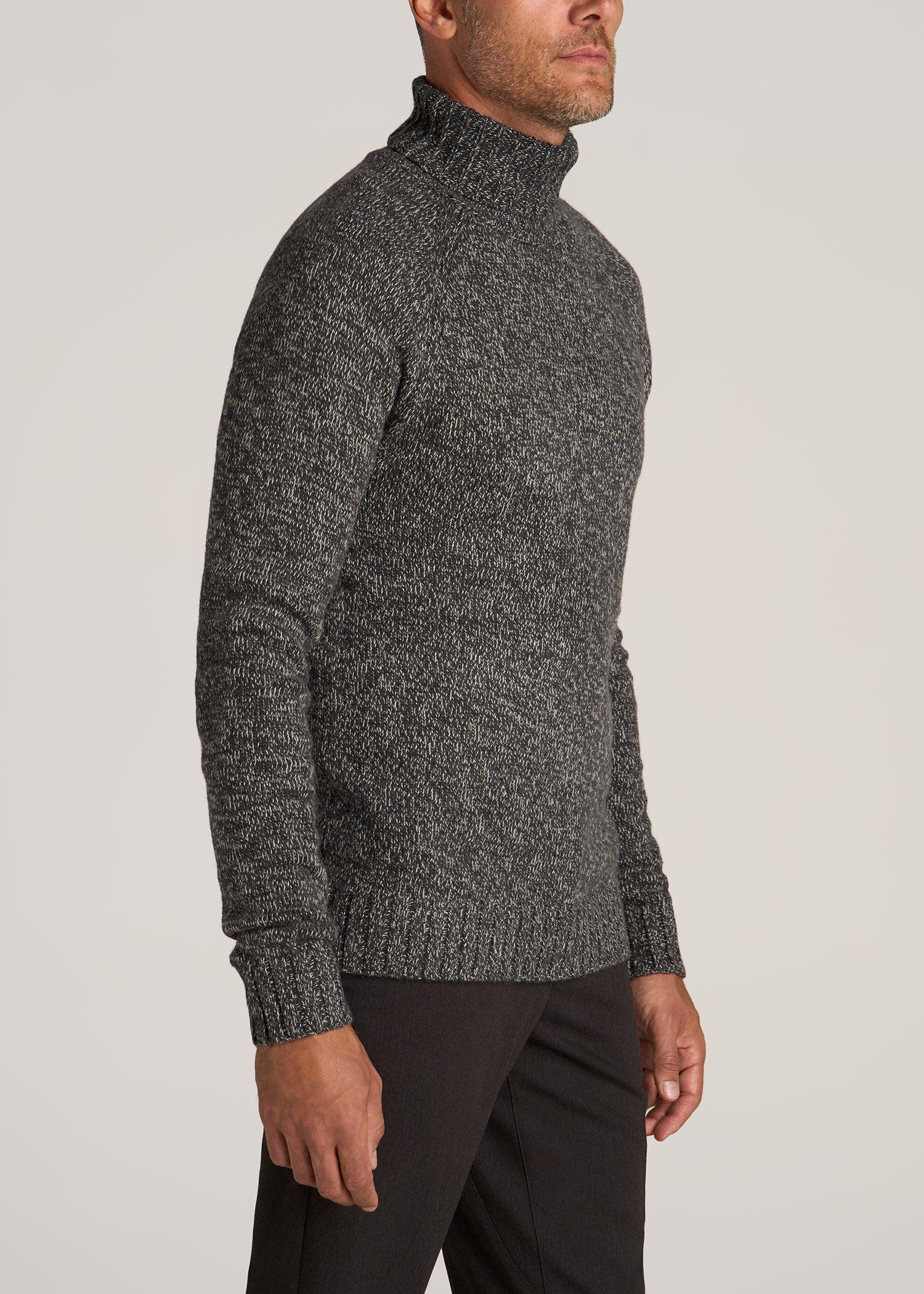 Wool Blend Marled Men's Tall Turtleneck in Charcoal Multi Product Image