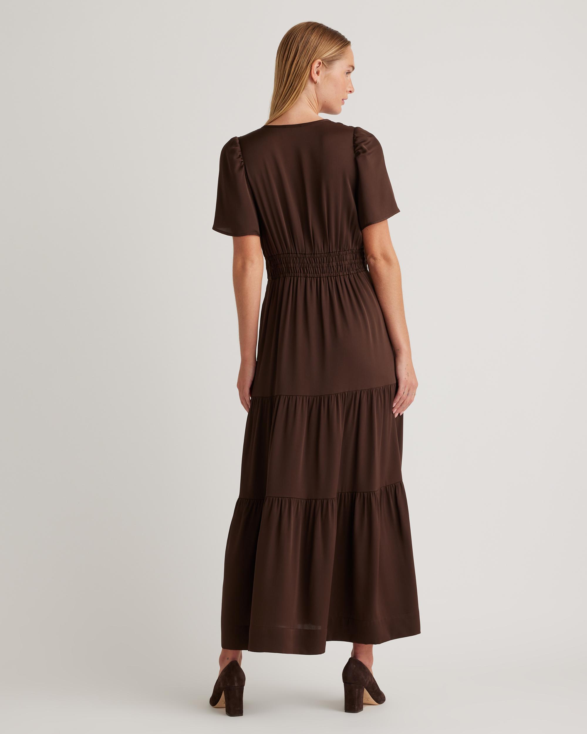 Quince | Women's Washable Stretch Silk Tiered Maxi Dress Product Image
