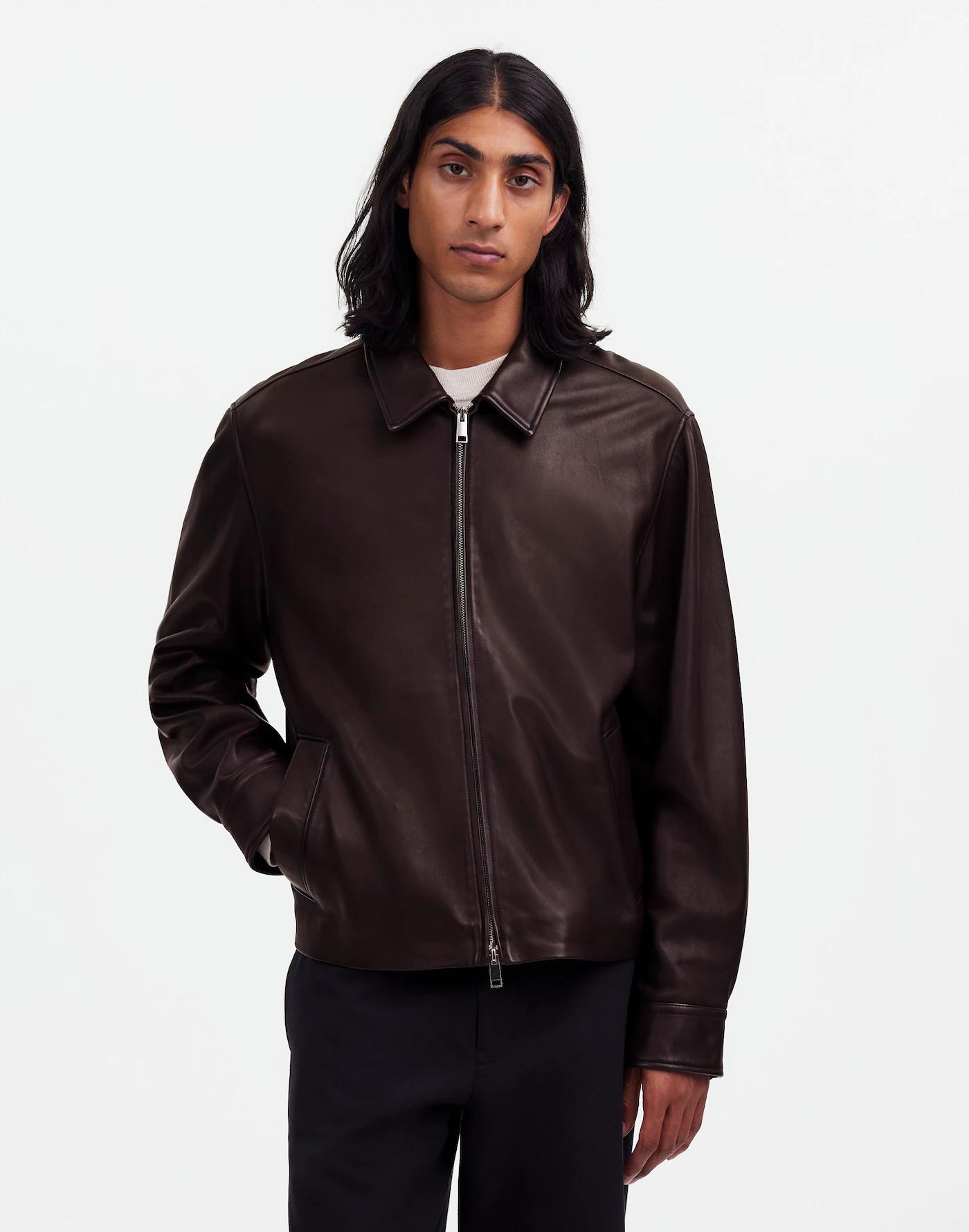 Leather Zip-Front Jacket Product Image