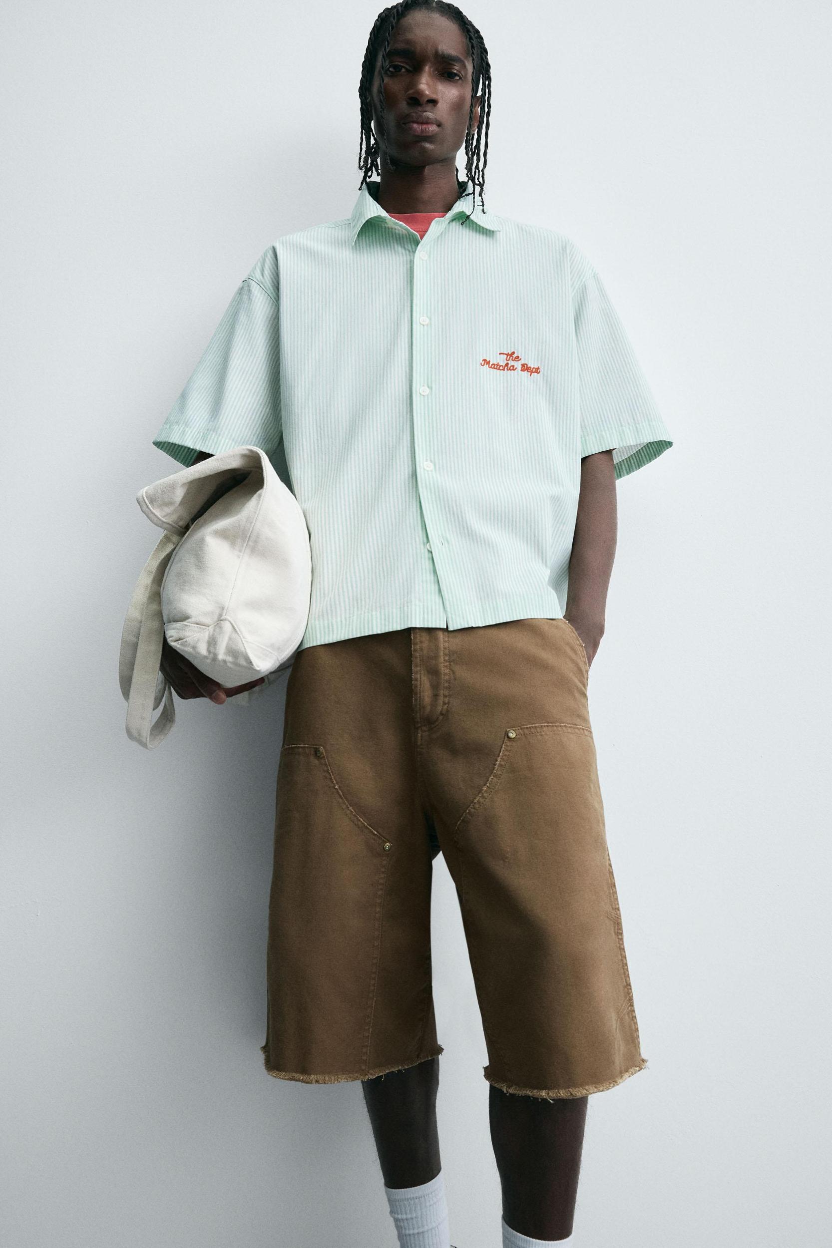 COMBINATION TEXT STRIPED SHIRT Product Image