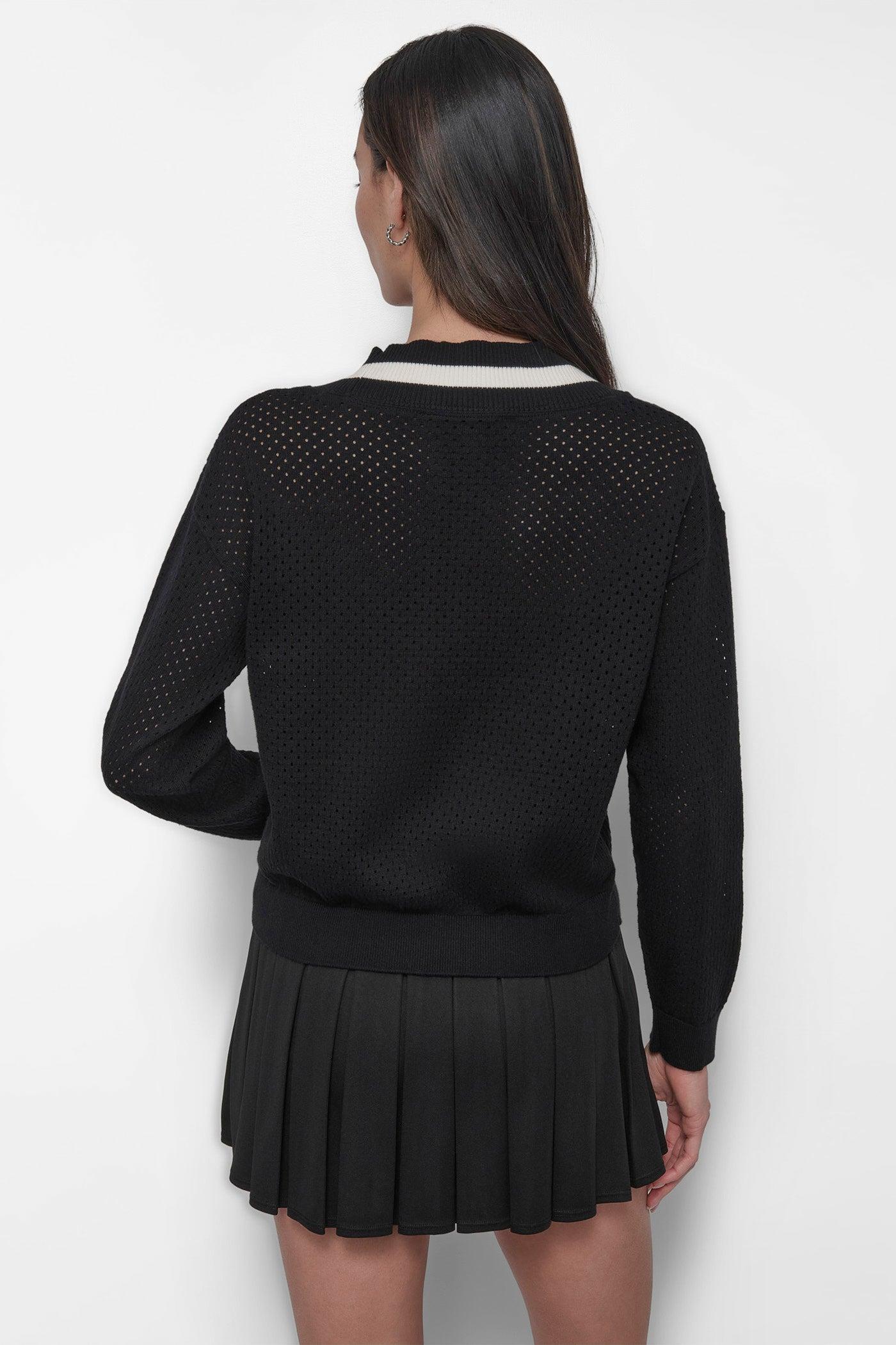 STRIPED SPORT MESH POINTELLE SWEATER Product Image