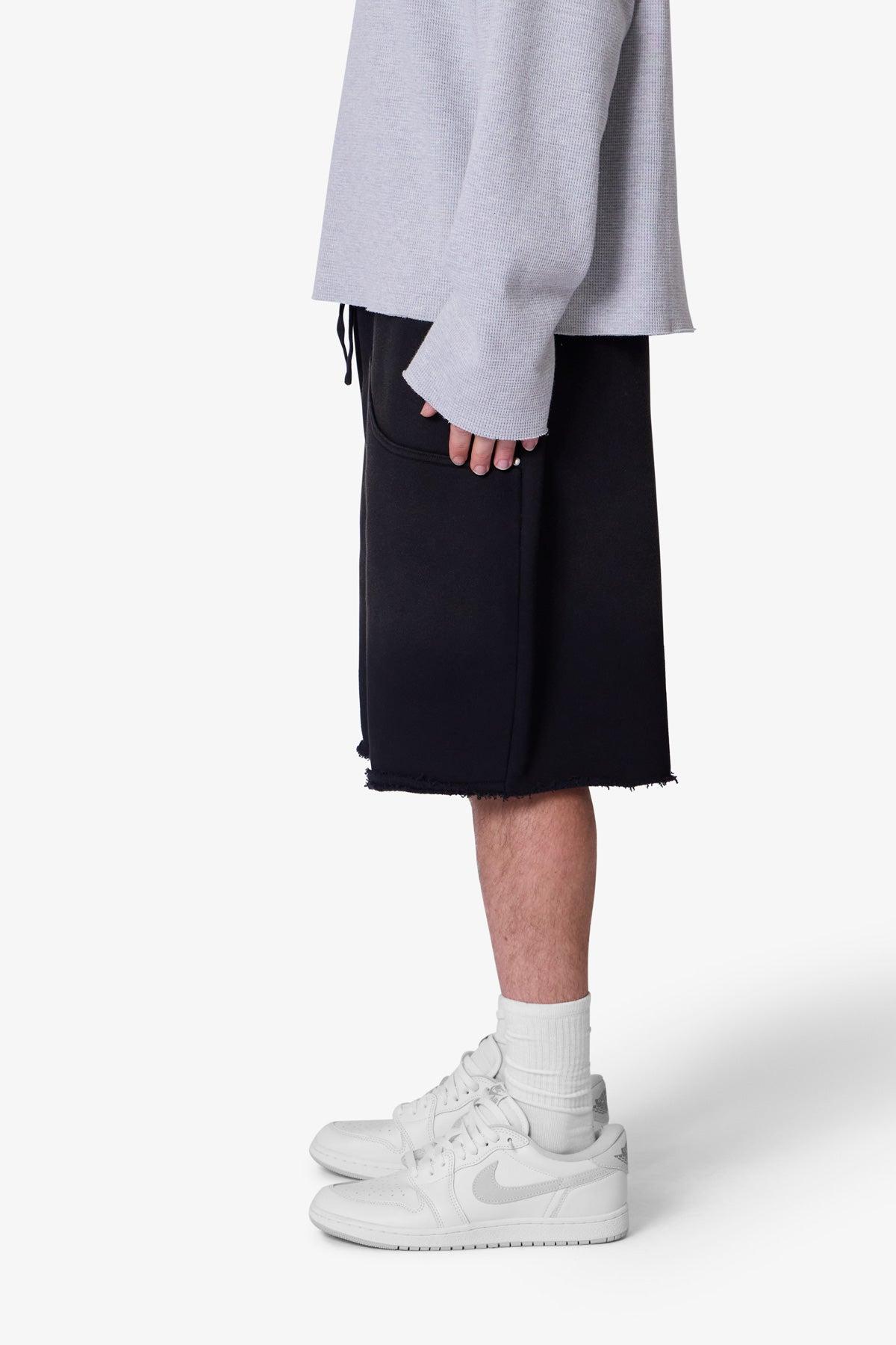 West Double Knee Sweatshorts - Washed Black Product Image