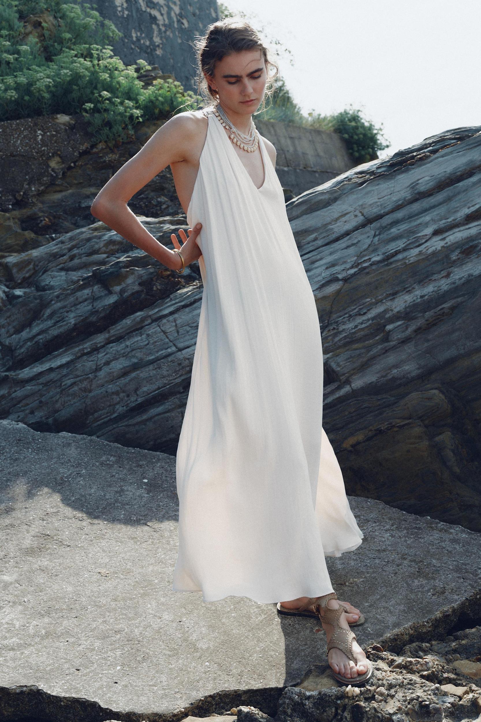 FLOWY DRESS WITH COMBINED BACK Product Image