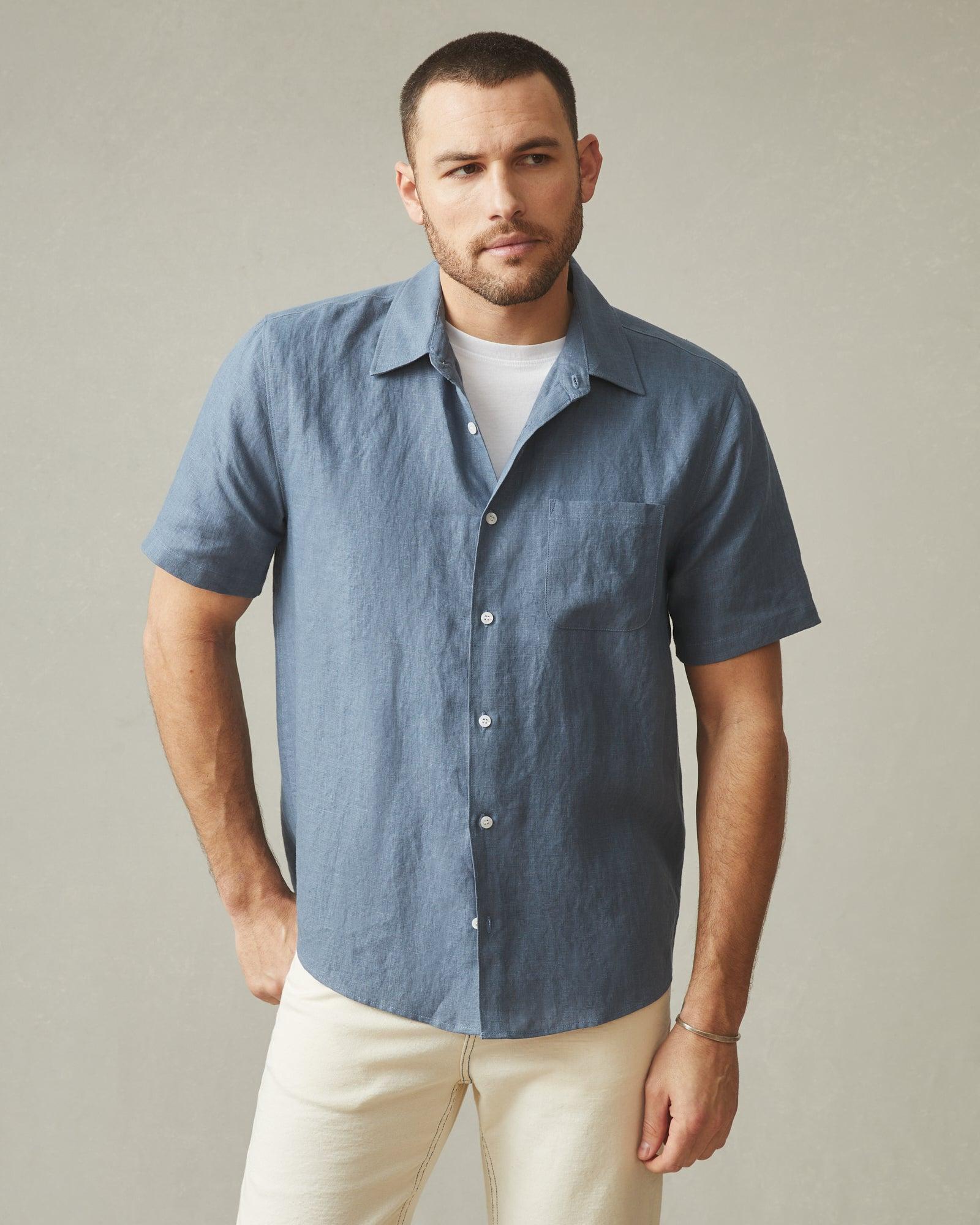 Men's Linen Shirt - Slate Blue Product Image
