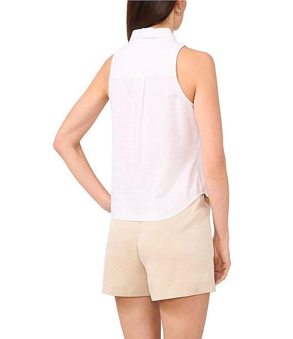 Vince Camuto Point Collar Sleeveless Button Down Blouse Product Image