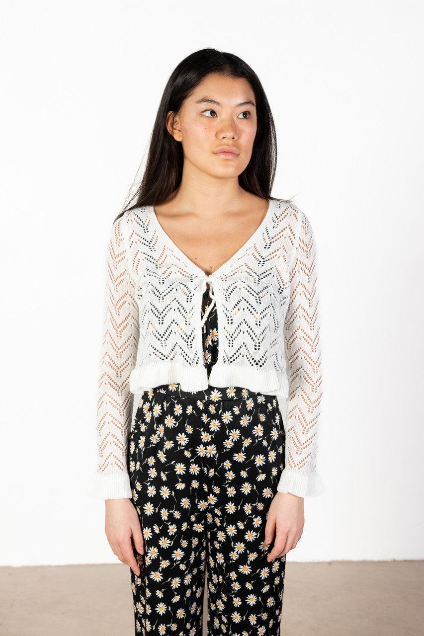 Tie Front Pointelle Cardigan Product Image