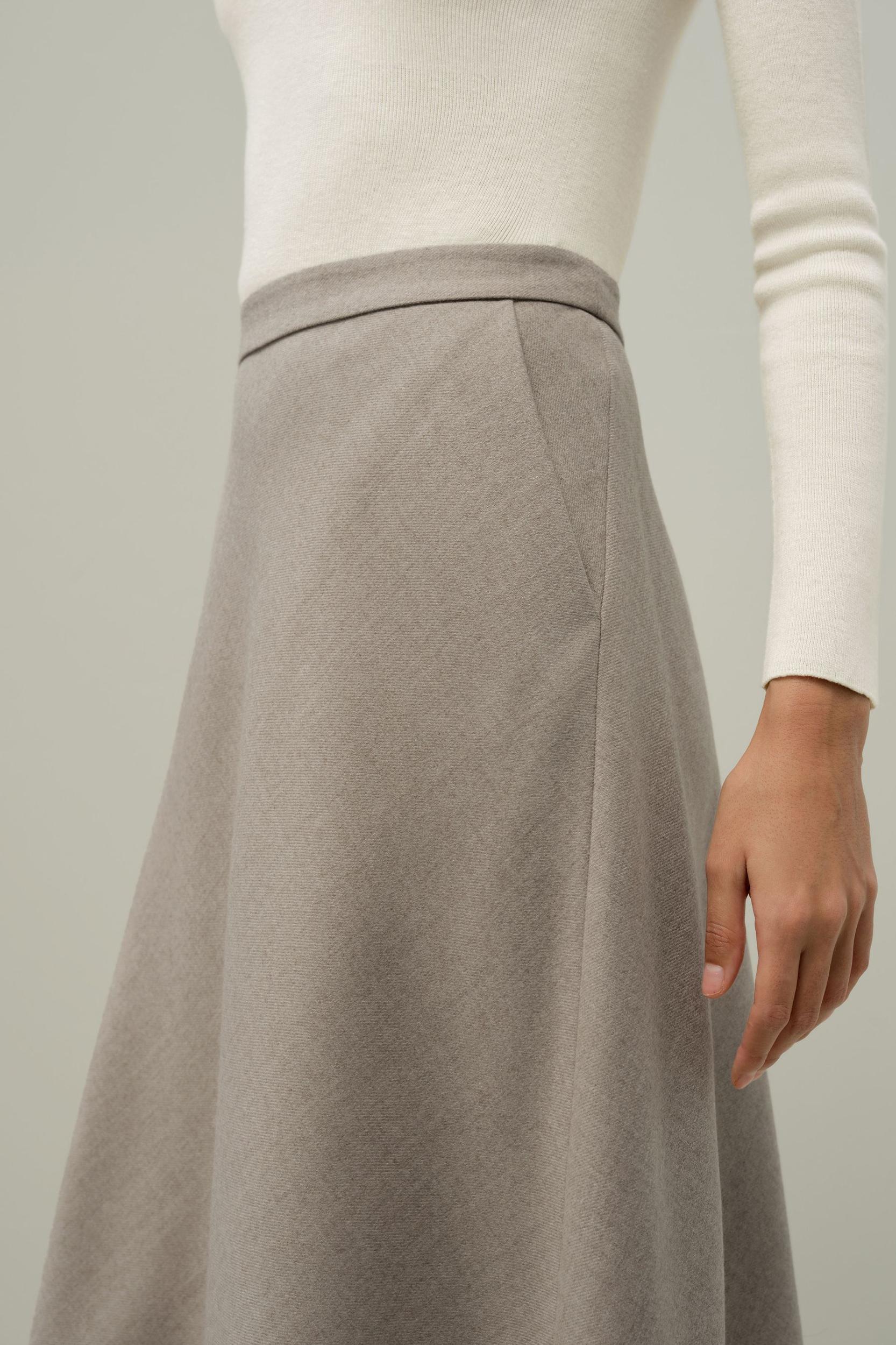 Mottled Silk-Wool A-Line Skirt Product Image