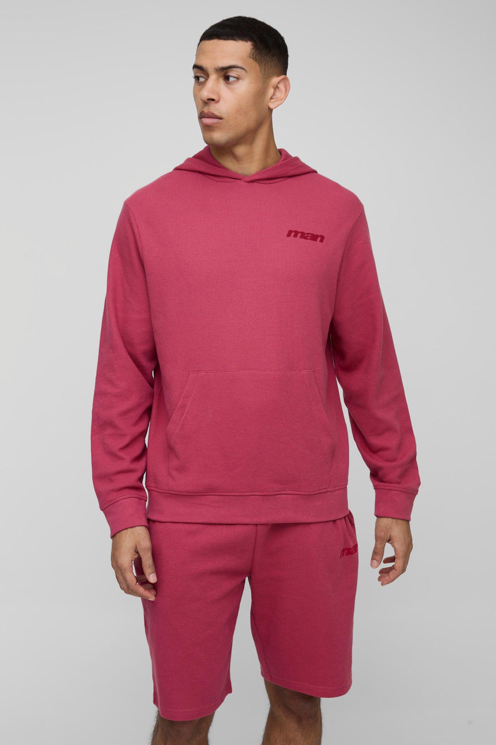 Regular Fit Waffle MAN Varsity Hoodie | boohooMAN USA Product Image