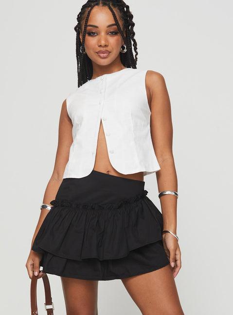 Selenis Asymmetrical Mini Skort Black Product Image