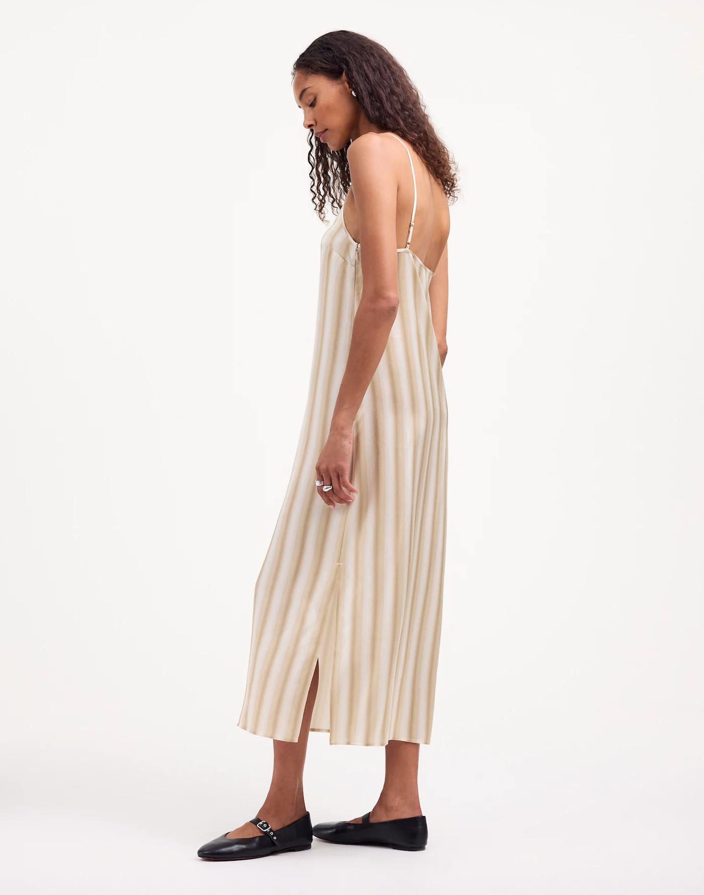 Midi Slip Dress in Stripe Silk Product Image