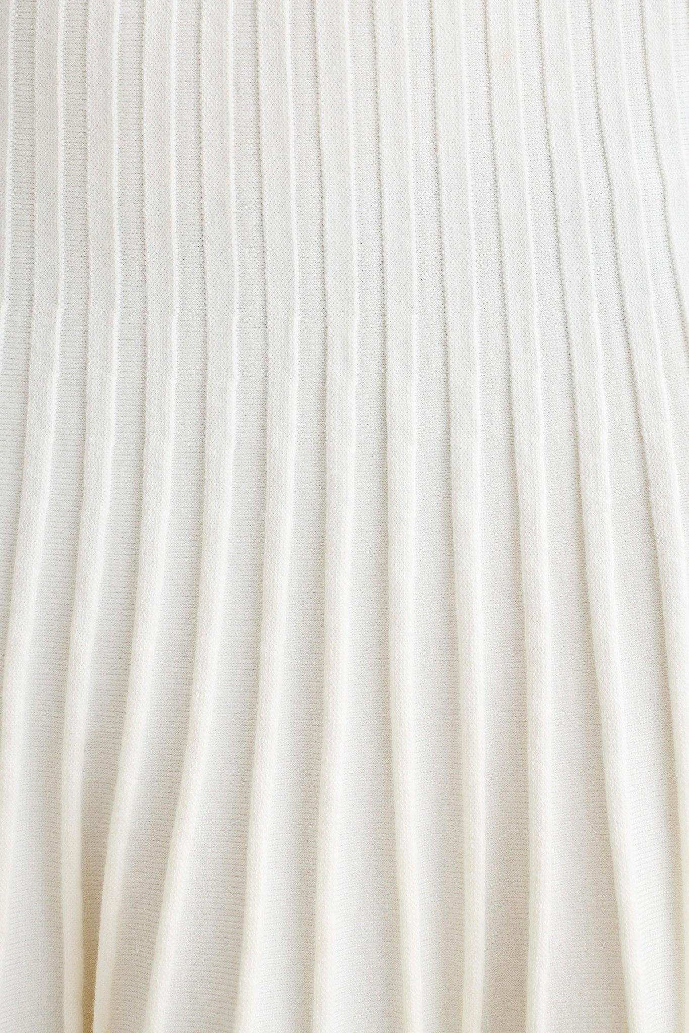 Jolene Contrast Pleated Knit Mini Skirt - White Product Image