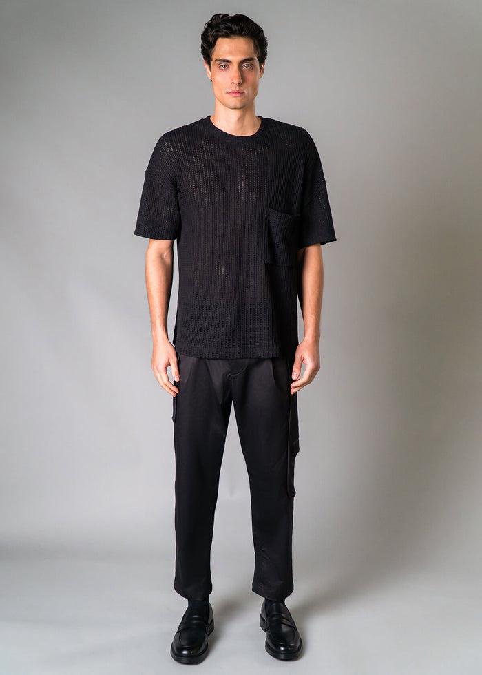 Black Open Weave Tee Product Image