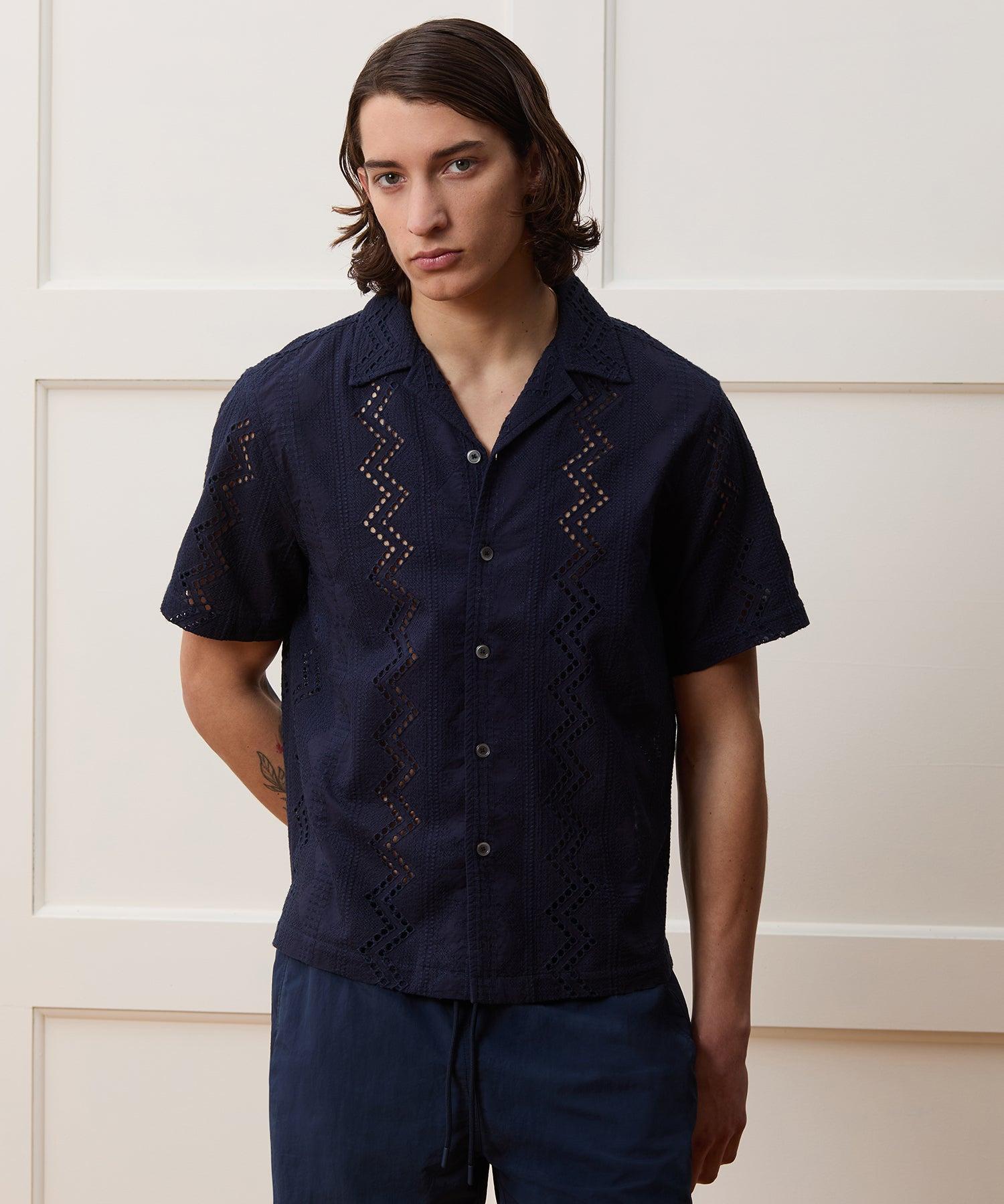 Cropped Cotton Camp Collar Shirt Product Image