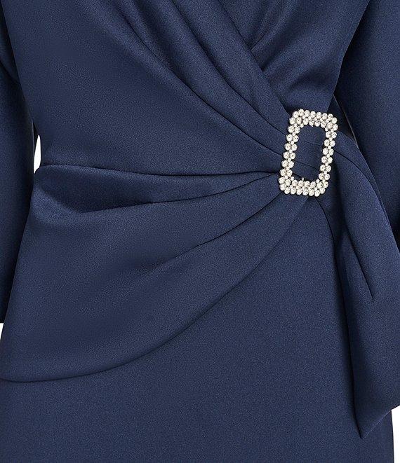 Eliza J Long Sleeve V Neck Scuba Crepe Knee Length Dress Product Image