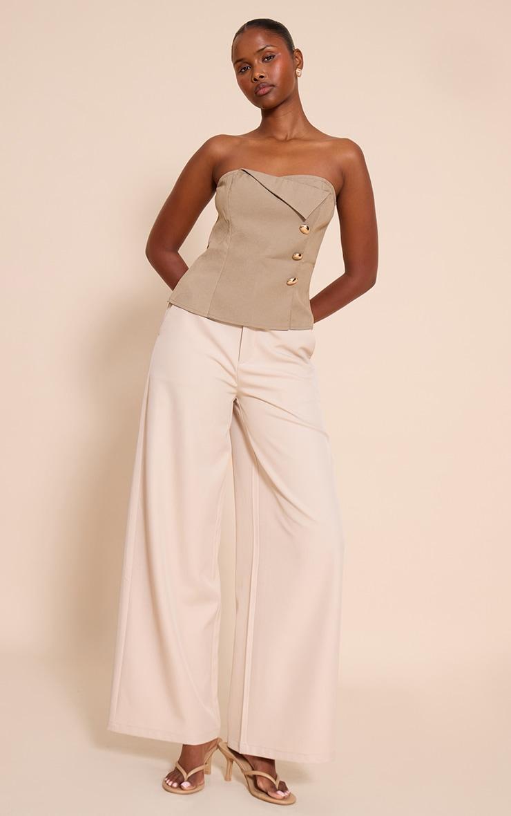 Mushroom Woven Trim Detail Bandeau Top Product Image