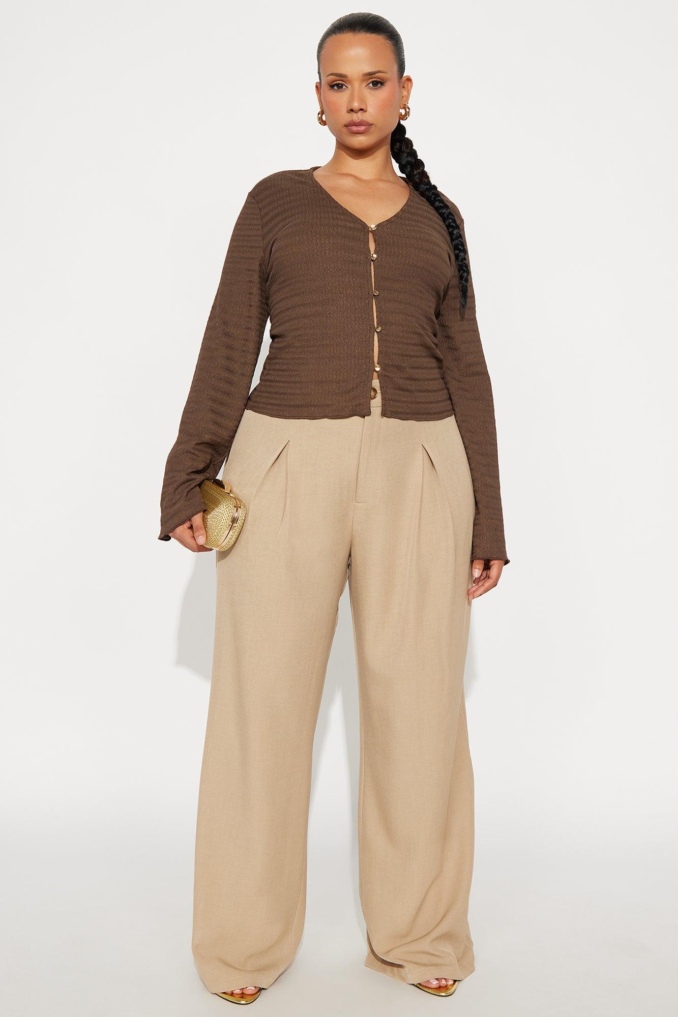 Aubree Button Up Long Sleeve Top - Chocolate Female Product Image