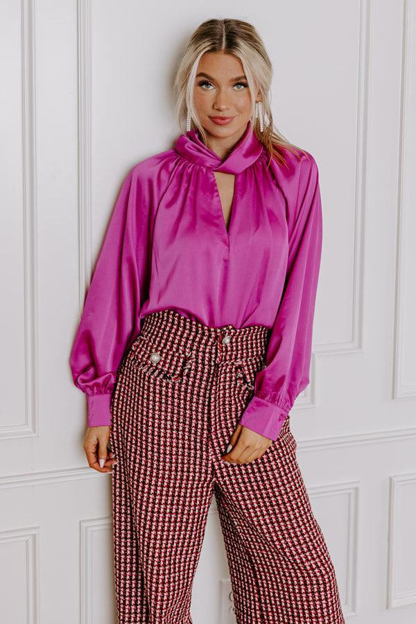 VIP Flight Plans Satin Top in Fuchsia Product Image
