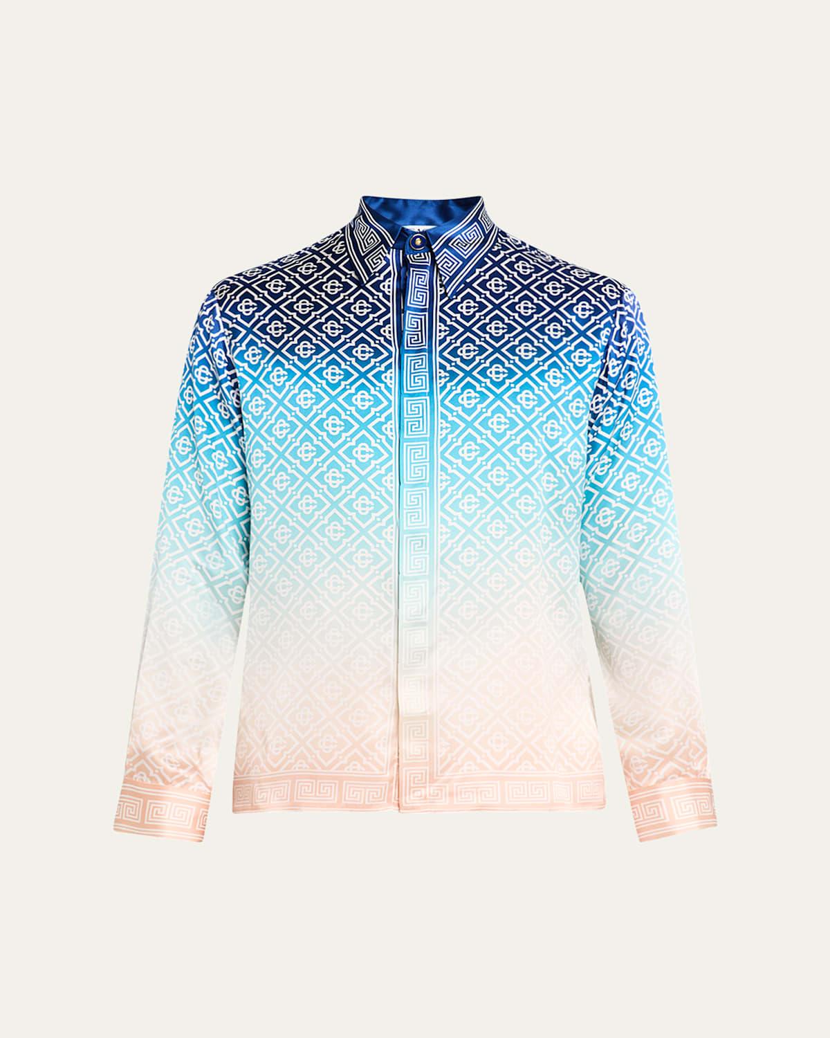 Mens Gradient Monogram Silk Sport Shirt Product Image