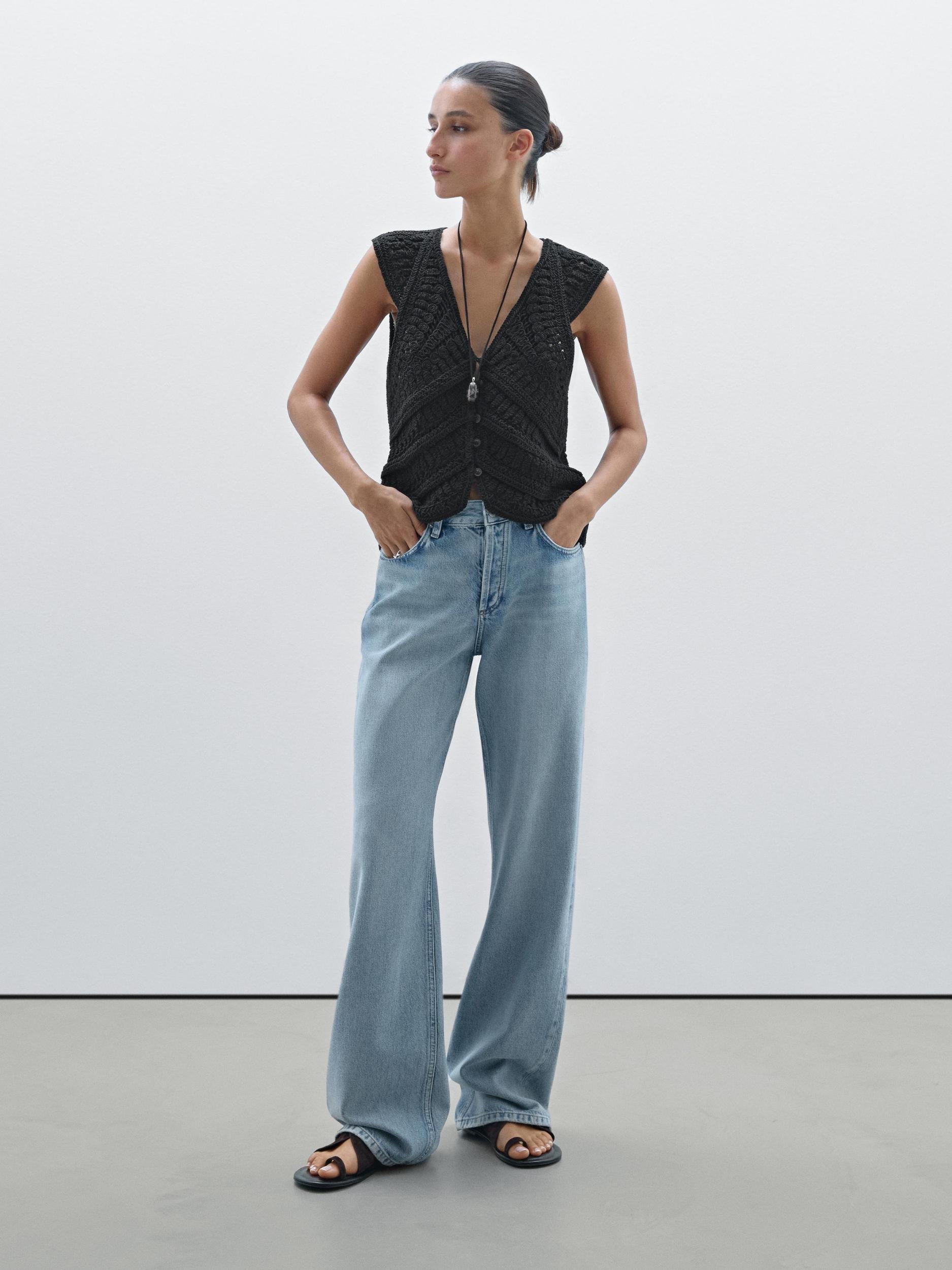 Embellished crochet knit vest Product Image