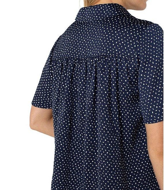 Liverpool Los Angeles Woven Printed Point Collar Short Sleeve Blouse Product Image
