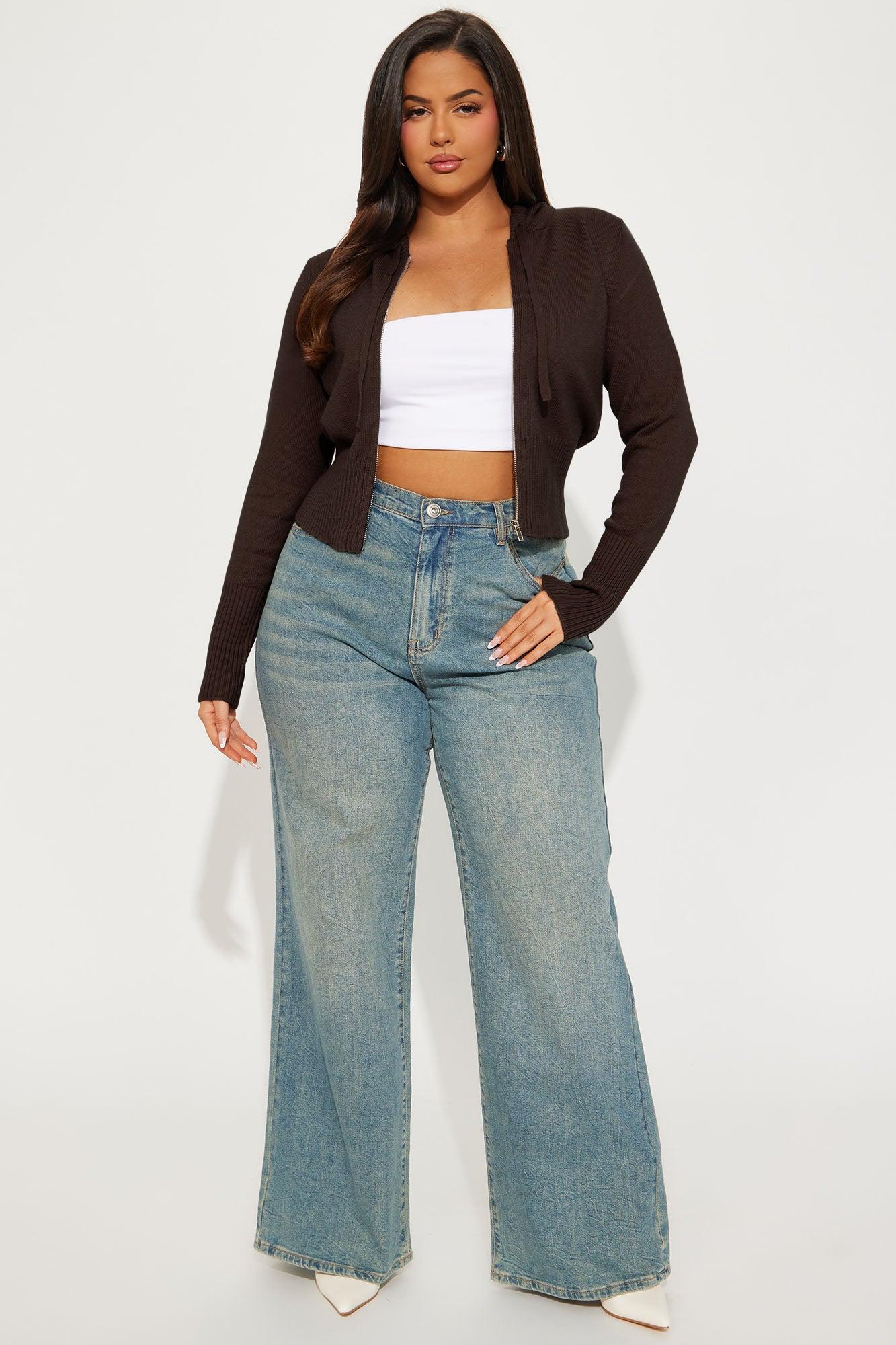 Lana Zip Up Sweater - Chocolate Product Image