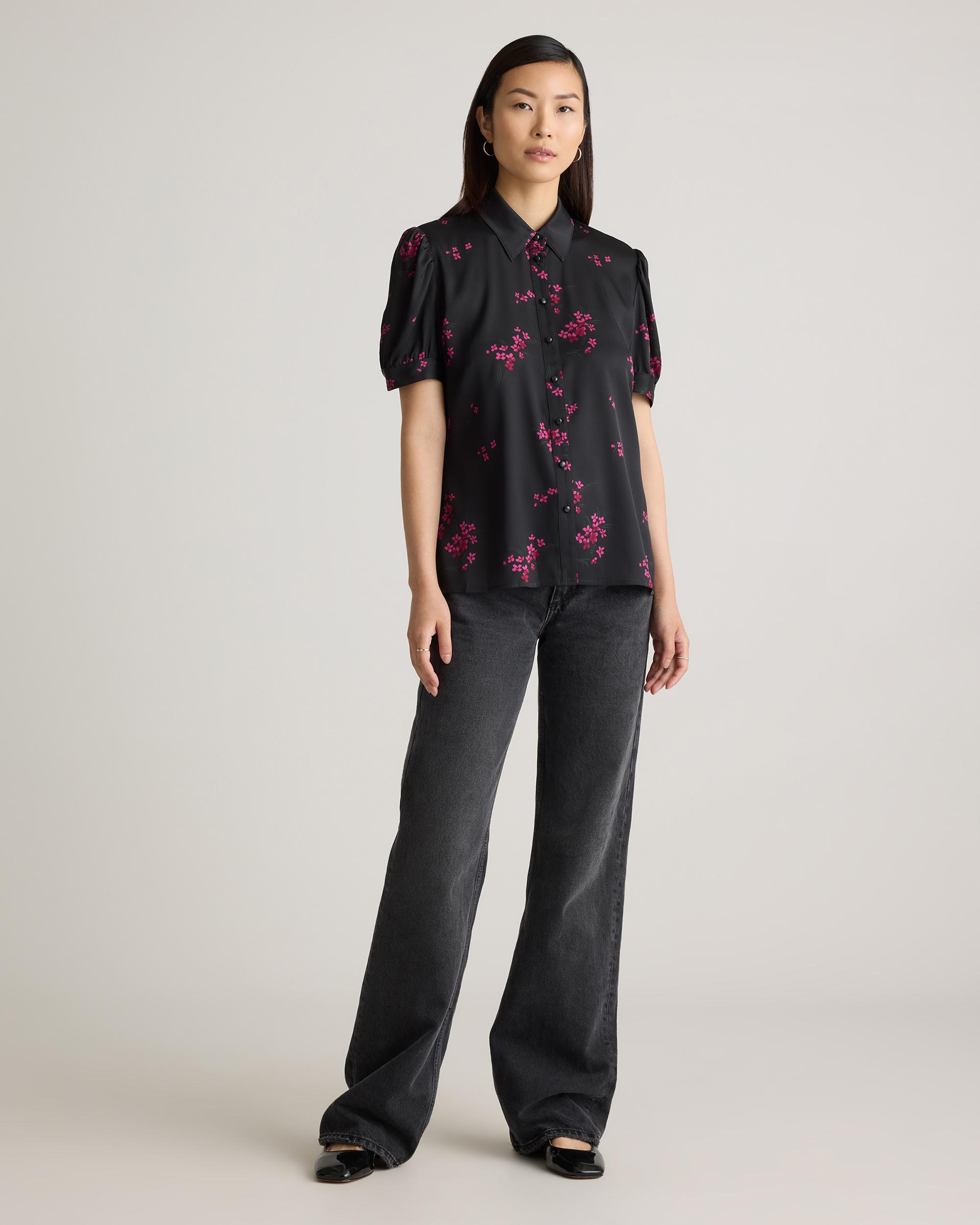 Quince | Women's Washable Stretch Silk Puff Sleeve Blouse Mulberry Silk Product Image