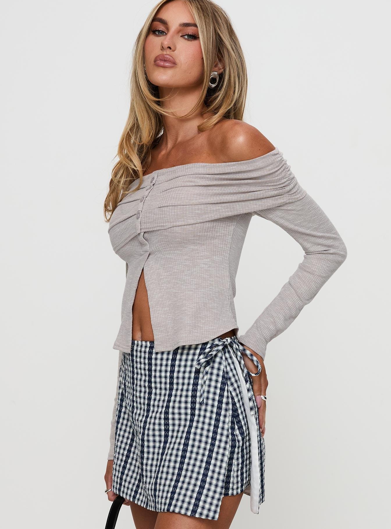 Victorea Off Shoulder Top Grey Product Image