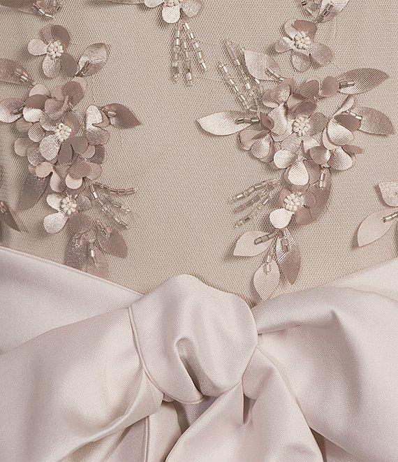 Pisarro Nights Beaded Boat Neck Short Sleeve Taffeta Skirt Ball Gown Product Image