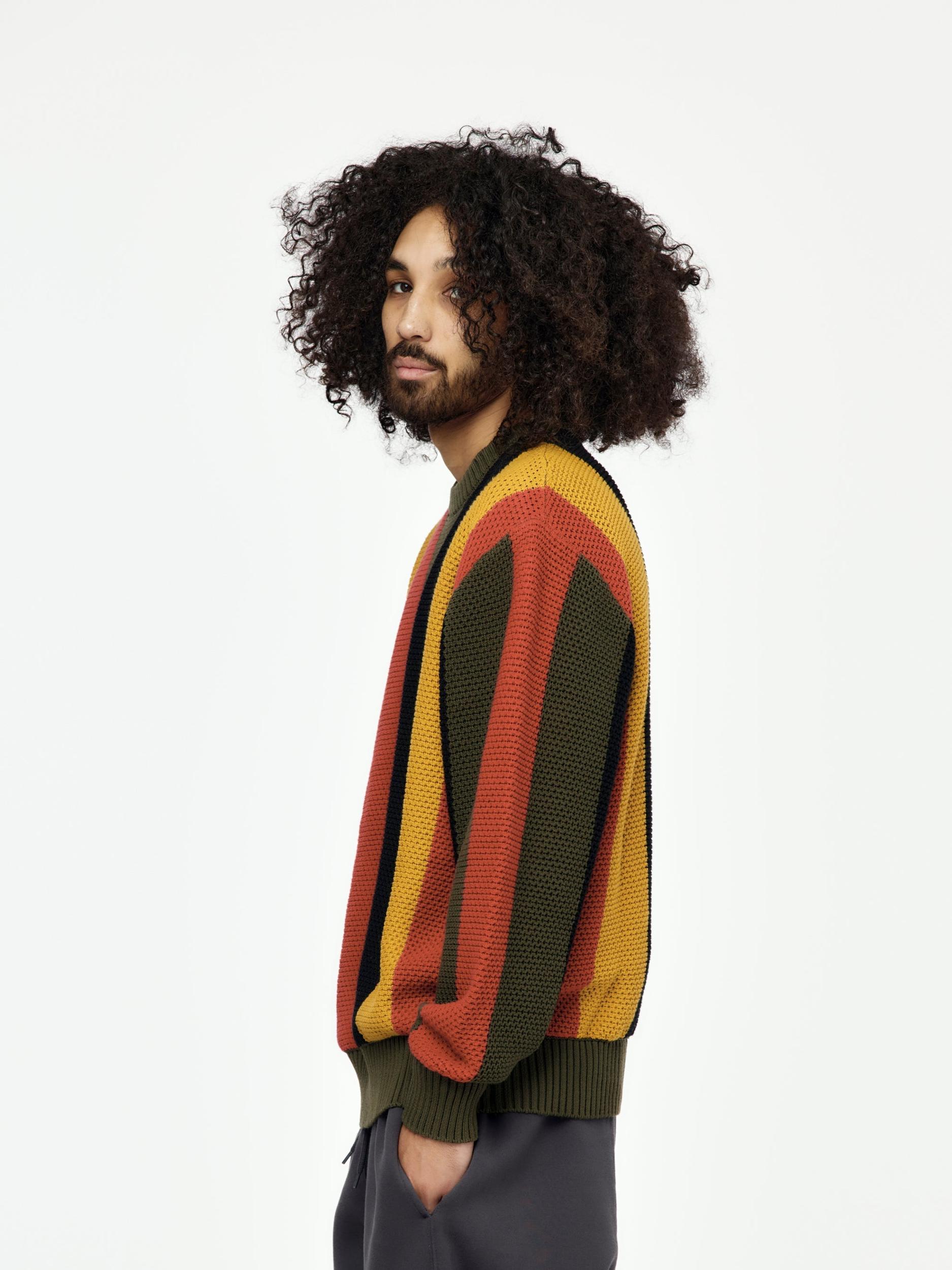 Striped Honeycomb Knitted Sweater (Multi) Product Image