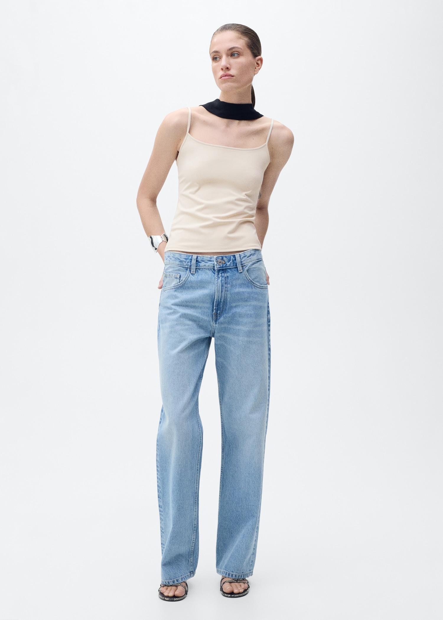 Fitted top with thin straps - Women | MANGO USA Product Image